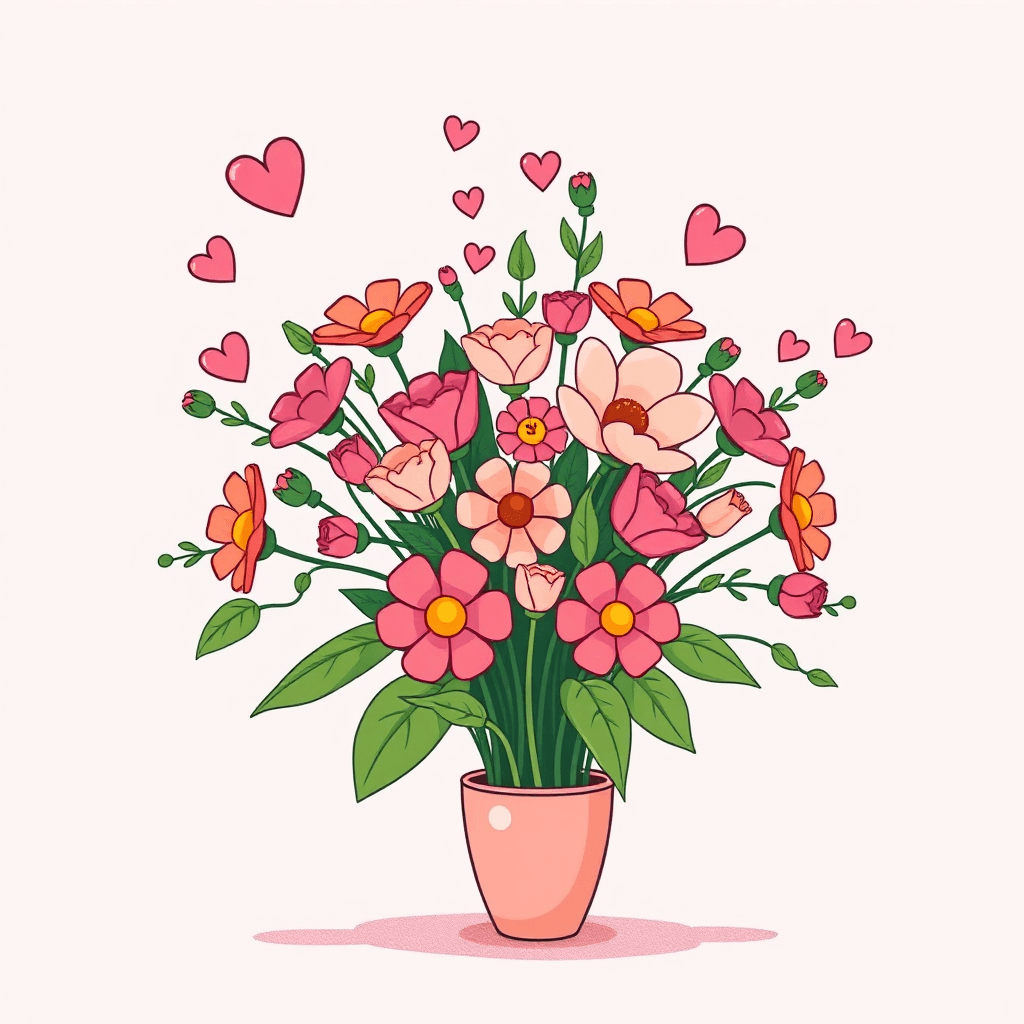 Flowers for mothers day big bouquet with hearts